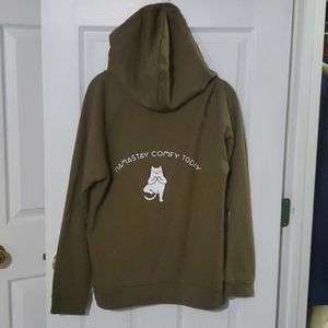 Modcloth Olive Green "Namastay Comfy" Fleece Zip-Up Hoodie